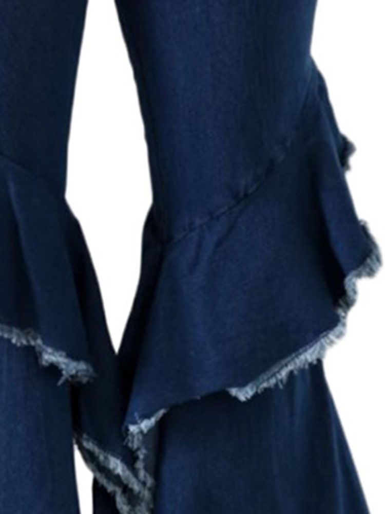 Schlaghosen Für Damen Einfarbig Hoch Tailliert Schmale Jeans