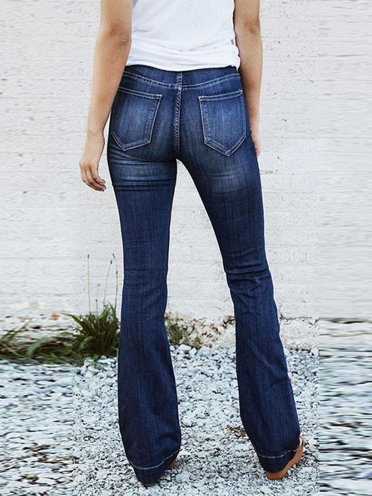 Schlaghosen Für Damen Einfarbig Schmale Jeans Mit Mittlerer Taille