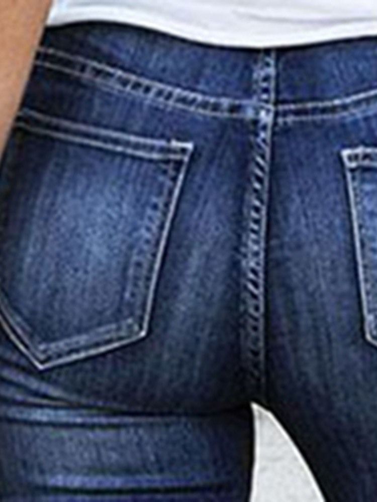 Schlaghosen Für Damen Einfarbig Schmale Jeans Mit Mittlerer Taille