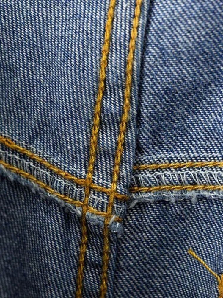 Schlaghosen Für Damen Waschbar Einfarbig Schmale Jeans Mit Hoher Taille