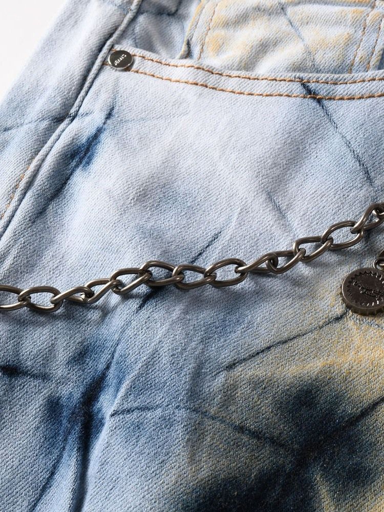 Schlanke Herrenjeans Mit Geradem Print Mit Mittlerem Taillenreißverschluss