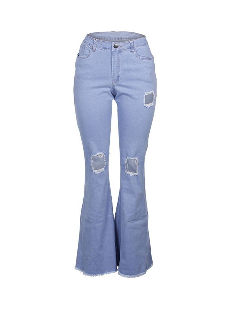 Schmale Flare-jeans Mit Schlichtem Destoryed-reißverschluss Für Damen