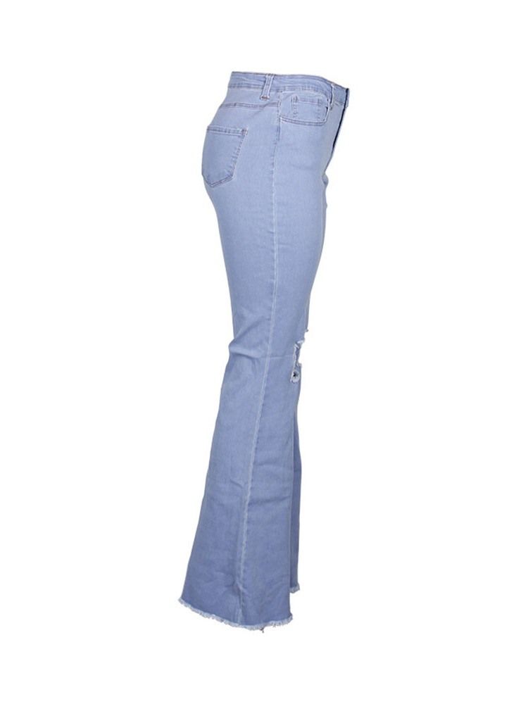 Schmale Flare-jeans Mit Schlichtem Destoryed-reißverschluss Für Damen