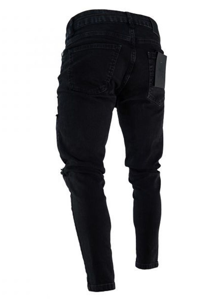 Schwarze Skinny Herren Jeans Mit Reißverschluss