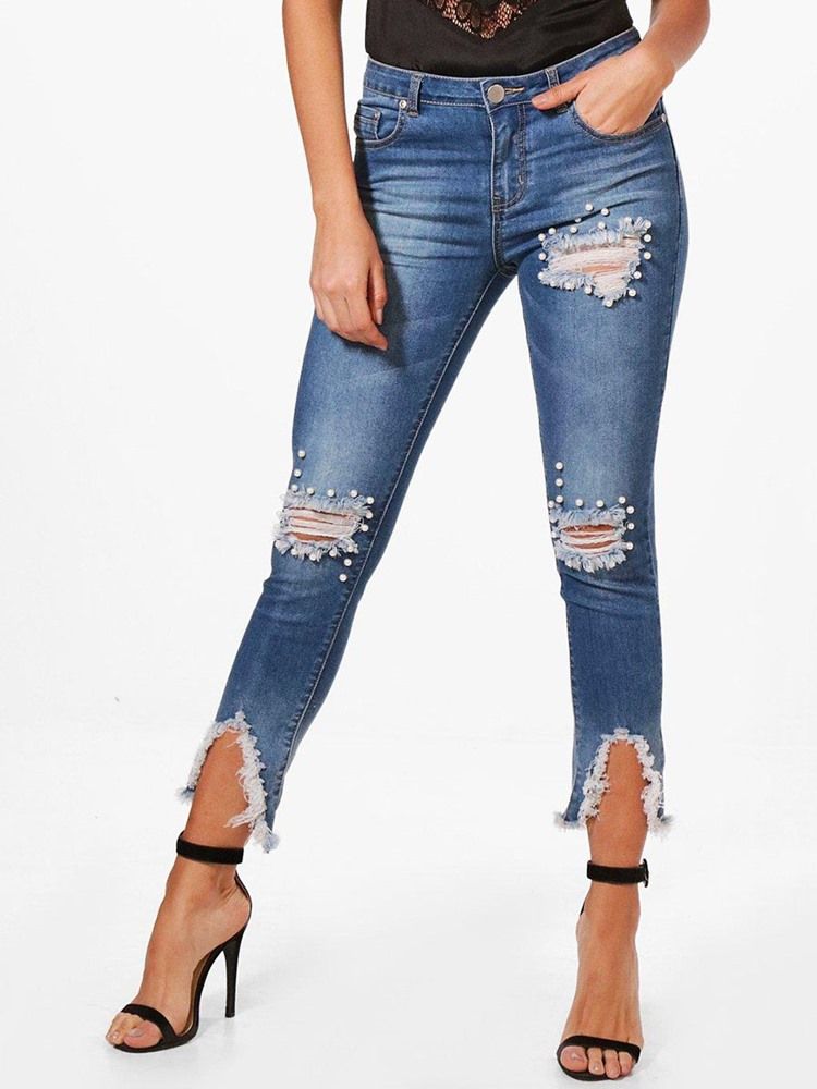 Skinny Denim Asymmetrische Damenjeans