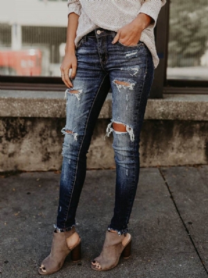 Skinny Denim Zerrissene Damenjeans