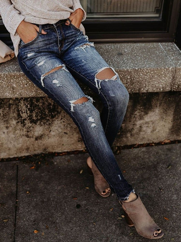 Skinny Denim Zerrissene Damenjeans