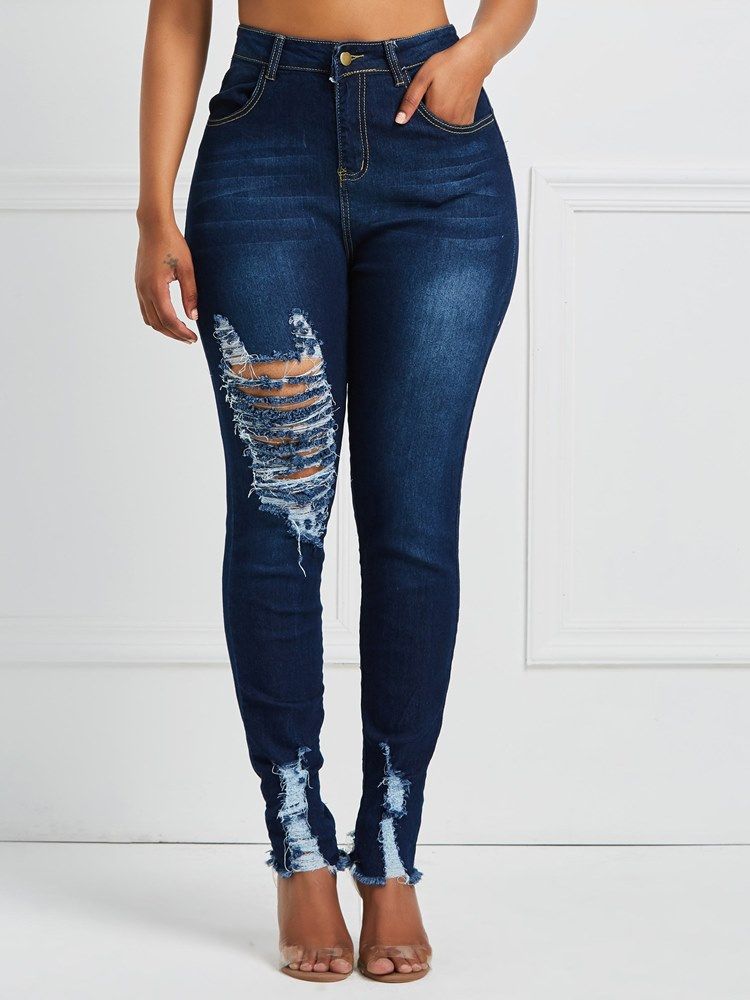 Skinny Zerrissene Damenjeans