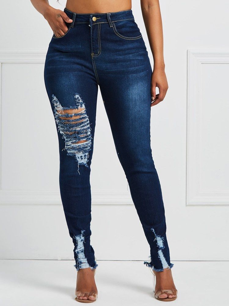 Skinny Zerrissene Damenjeans