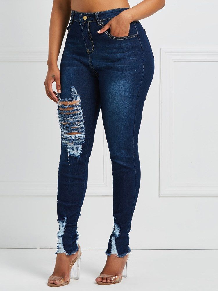 Skinny Zerrissene Damenjeans