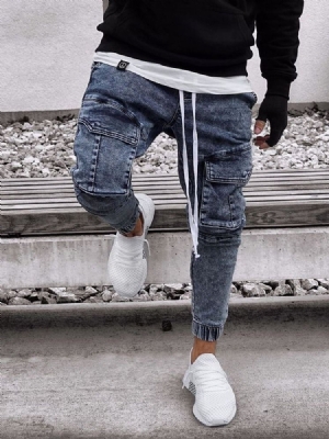 Stickerei Bleistift Hose Lässige Herren Jeans Mit Mittlerer Taille