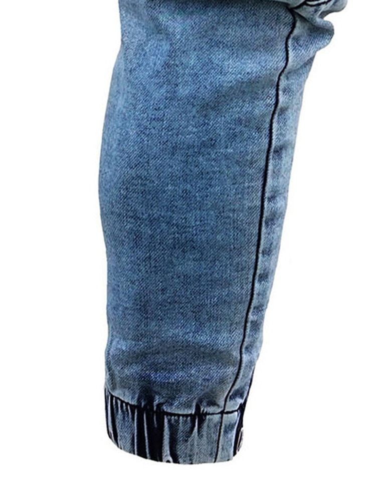 Stickerei Bleistift Hose Lässige Herren Jeans Mit Mittlerer Taille