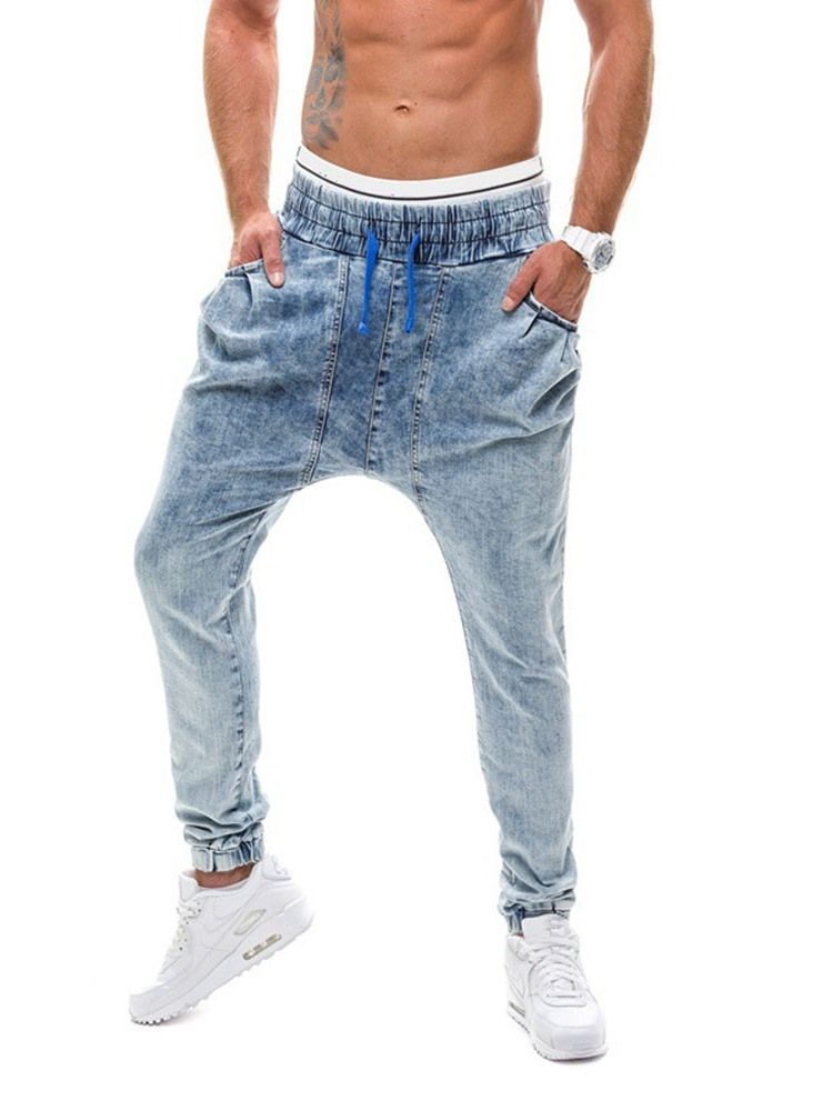 Straight Mid Waist Herren-schnürjeans Mit Farbverlaufgradient