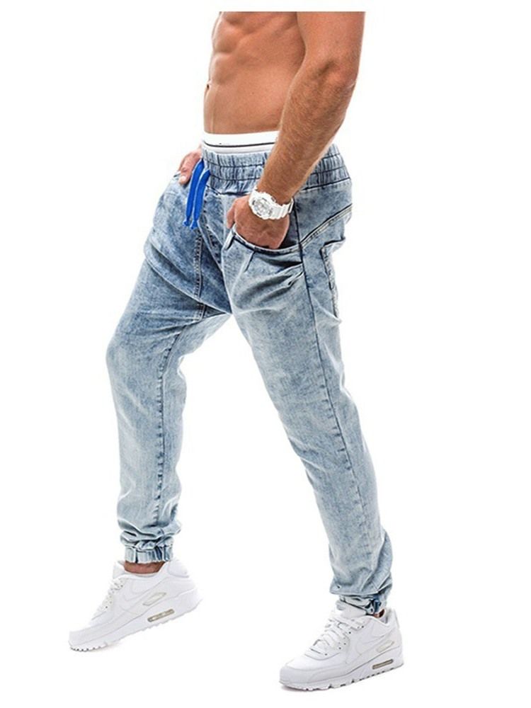 Straight Mid Waist Herren-schnürjeans Mit Farbverlaufgradient