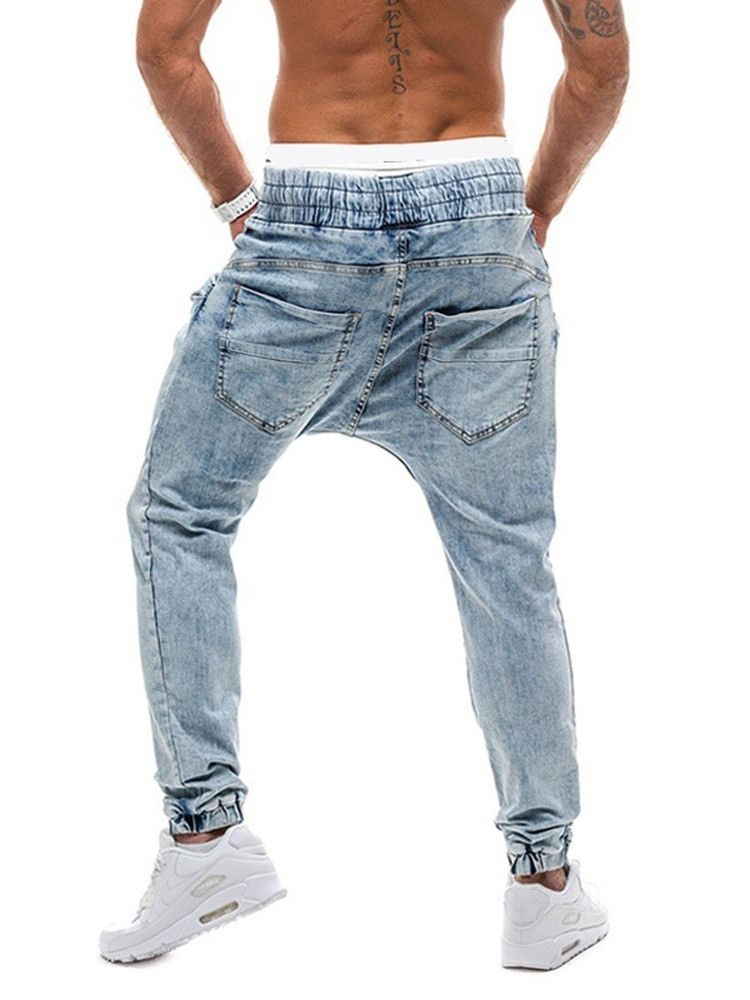 Straight Mid Waist Herren-schnürjeans Mit Farbverlaufgradient