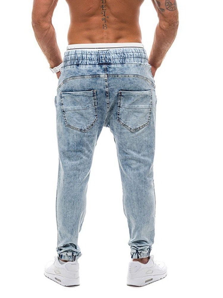 Straight Mid Waist Herren-schnürjeans Mit Farbverlaufgradient