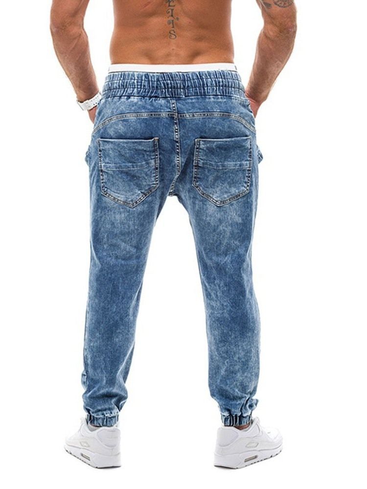 Straight Mid Waist Herren-schnürjeans Mit Farbverlaufgradient