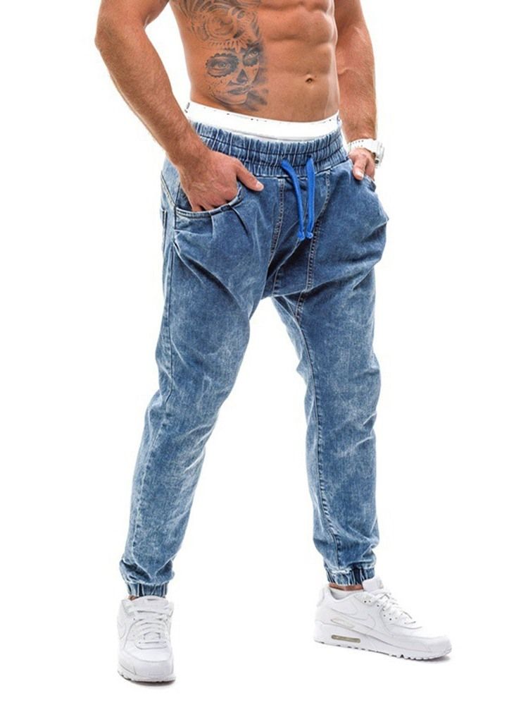 Straight Mid Waist Herren-schnürjeans Mit Farbverlaufgradient