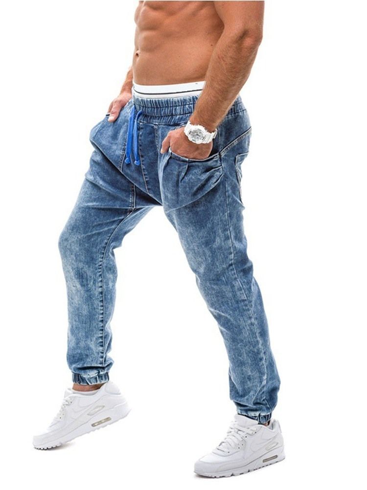 Straight Mid Waist Herren-schnürjeans Mit Farbverlaufgradient