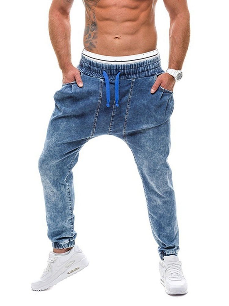 Straight Mid Waist Herren-schnürjeans Mit Farbverlaufgradient