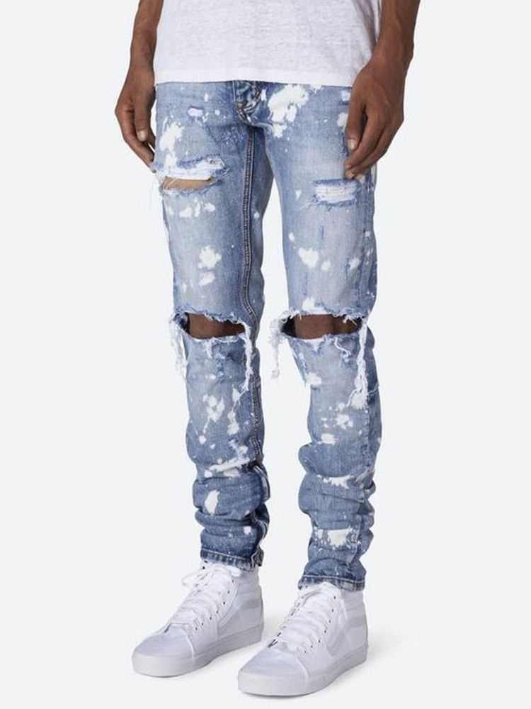 Zipper Casual Mid Waist Herren Jeans