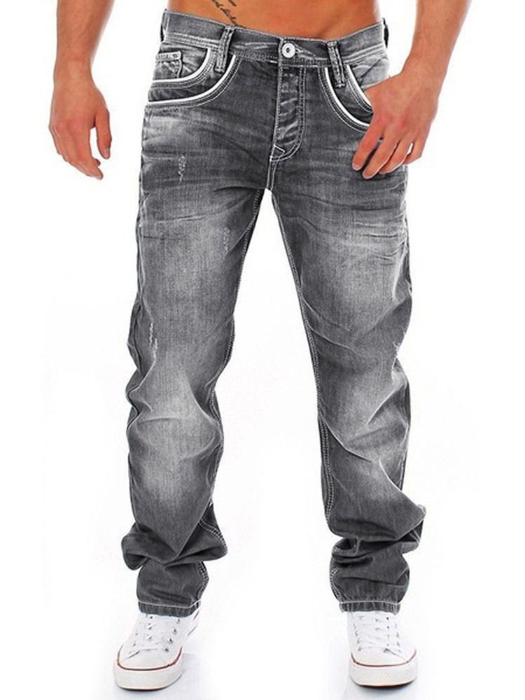 Zipper Straight Herren Casual Denim Hosen