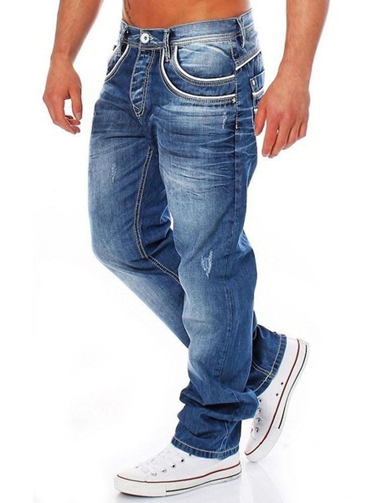 Zipper Straight Herren Casual Denim Hosen