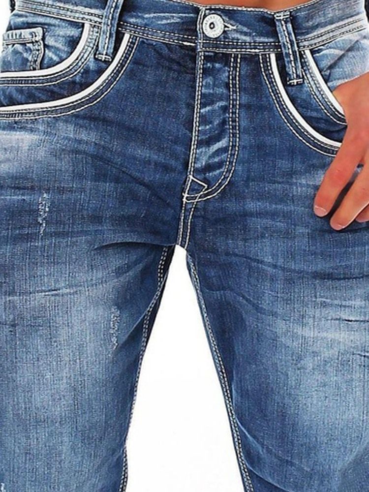 Zipper Straight Herren Casual Denim Hosen