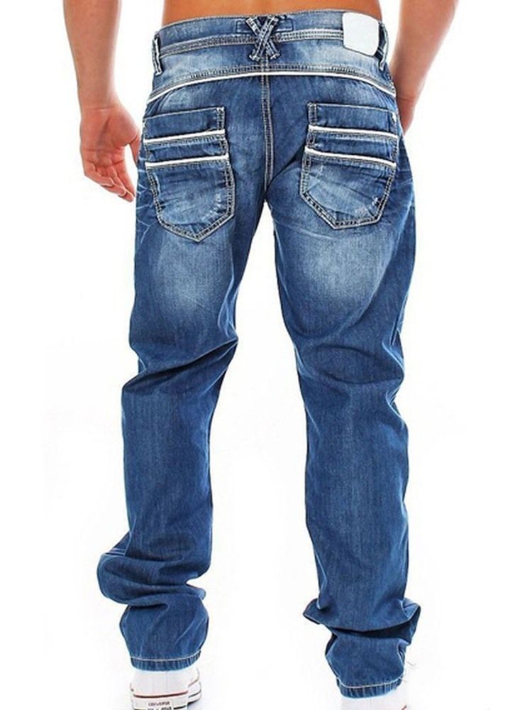 Zipper Straight Herren Casual Denim Hosen