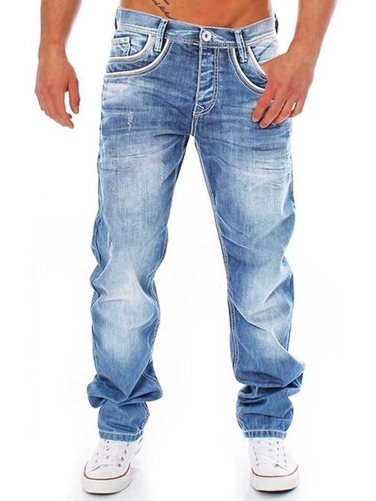 Zipper Straight Herren Casual Denim Hosen