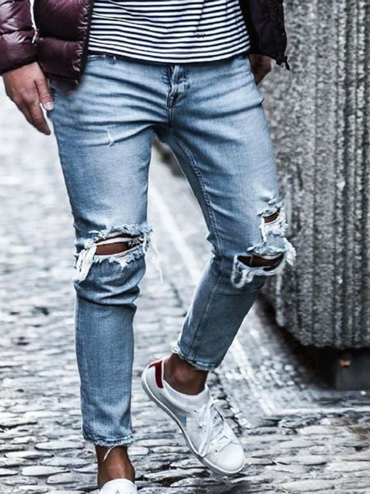 Zipper Thin Zipper Herren Jeans Mit Mittlerer Taille