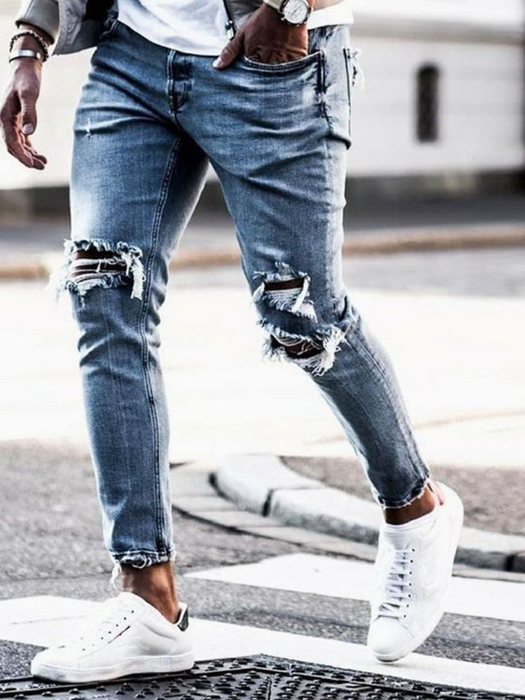 Zipper Thin Zipper Herren Jeans Mit Mittlerer Taille