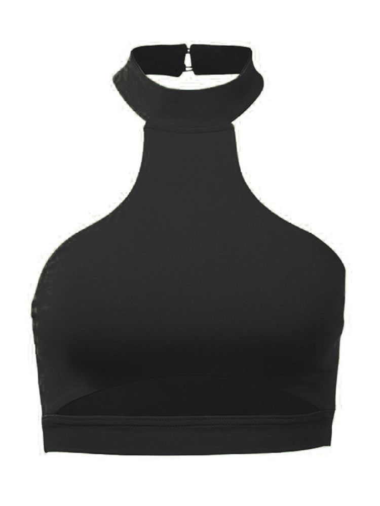 Damen Feste Ärmellose Neckholder Sport Gym Tops