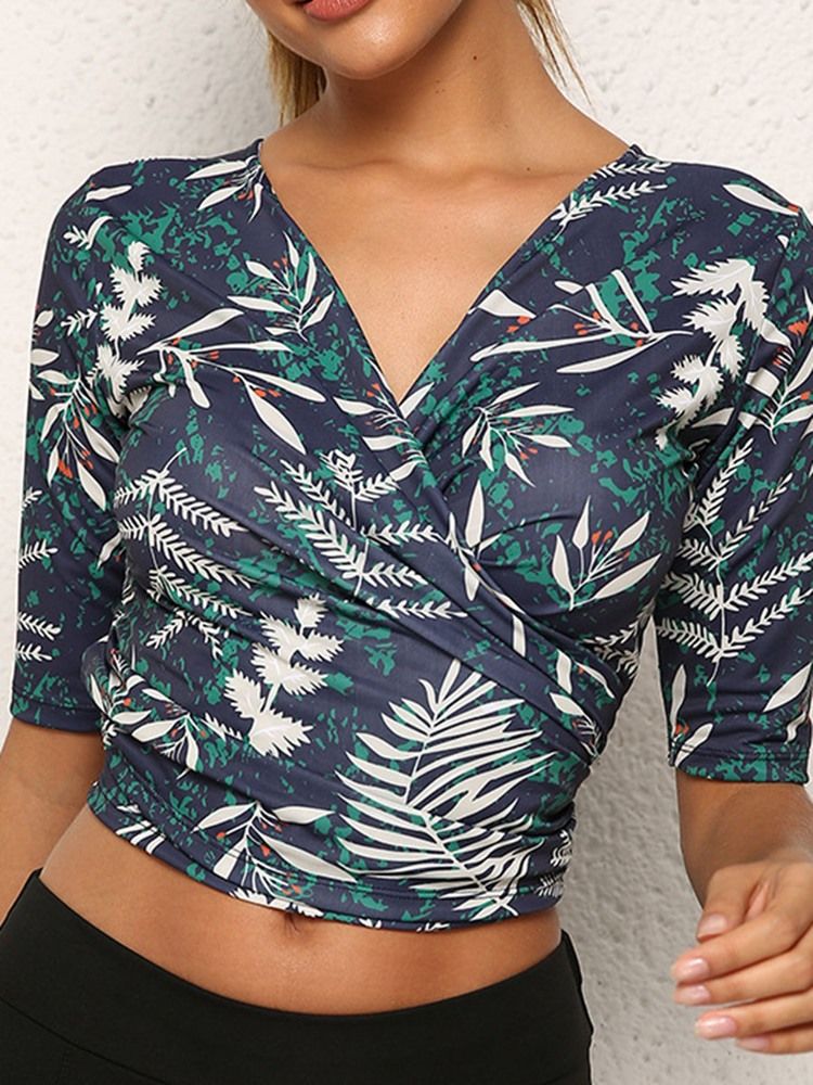 Damen Kurzarm-tops Aus Schnell Trocknendem Polyester Mit Blumenmuster Floral