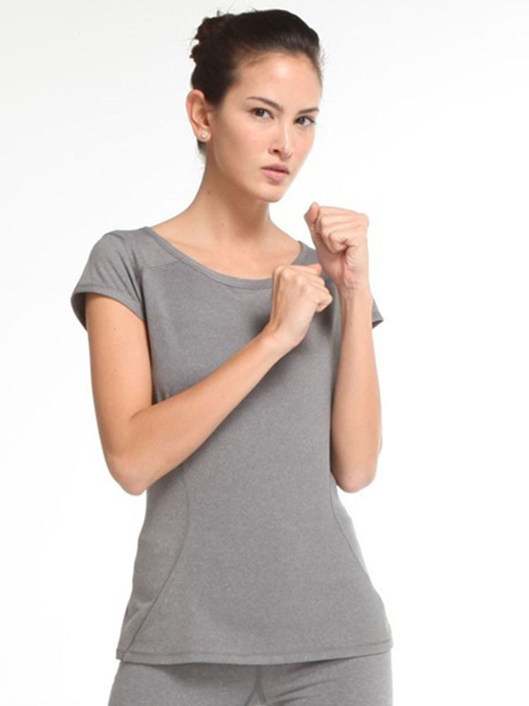 Damen Schnell Trocknende Feste Pullover Kurzarm Sportoberteile