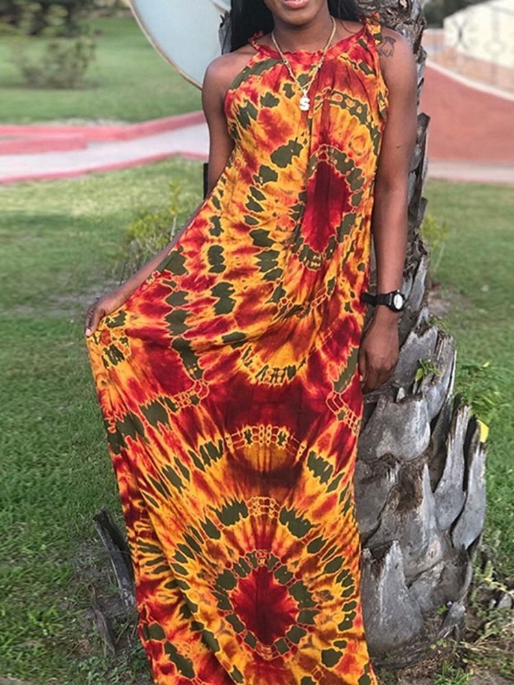 Afrikanisches Ärmelloses Bodenlanges Maxikleid Mit Mittlerer Taille Für Damen