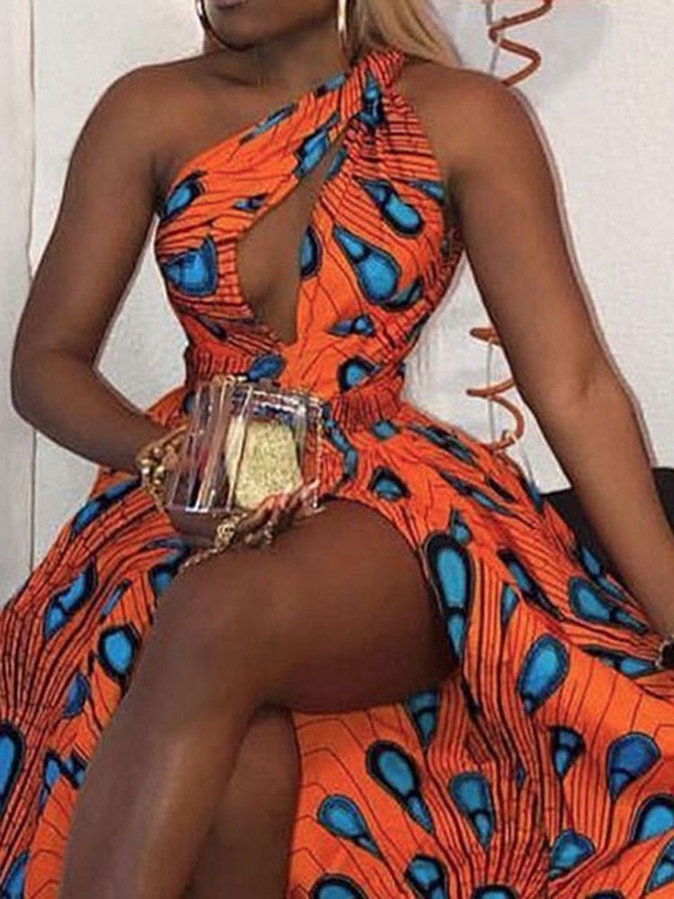 Afrikanisches Bodenlanges Ärmelloses Damenkleid Mit Standard-taille