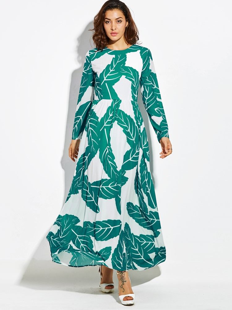 Bodenlanges Legeres Freizeitkleid Mit Print