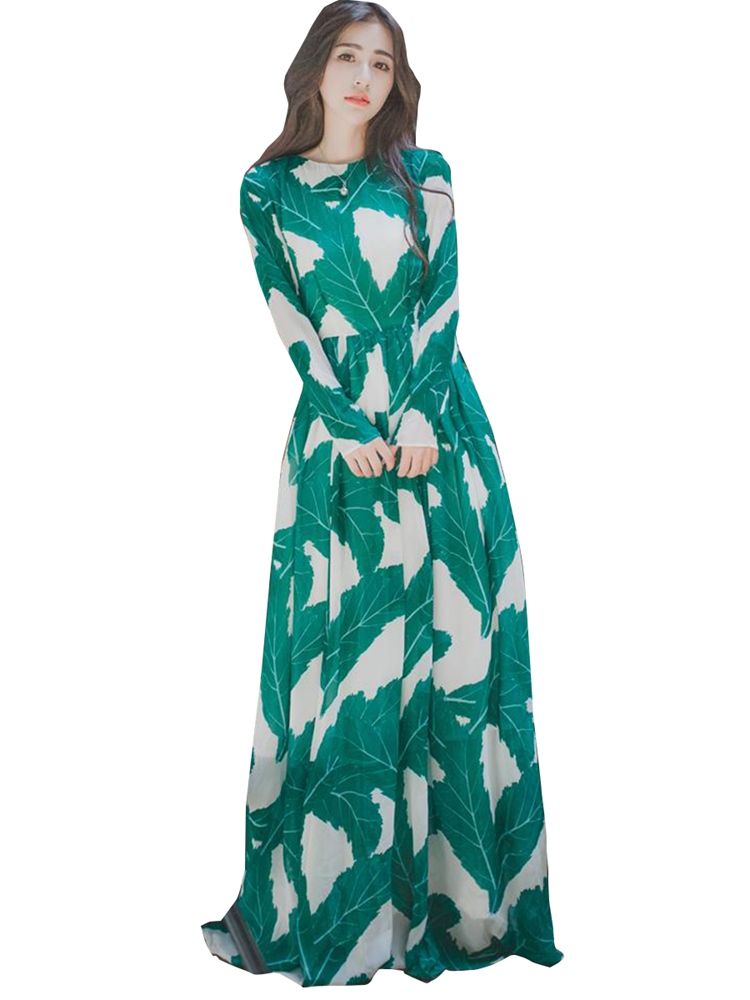 Bodenlanges Legeres Freizeitkleid Mit Print