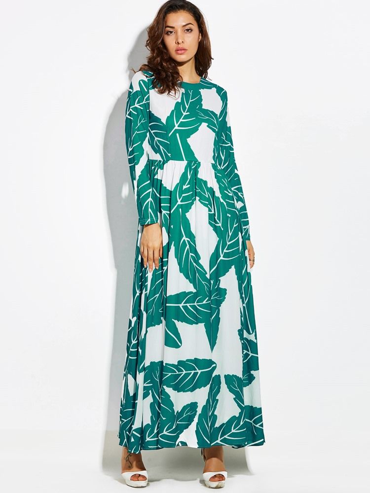 Bodenlanges Legeres Freizeitkleid Mit Print