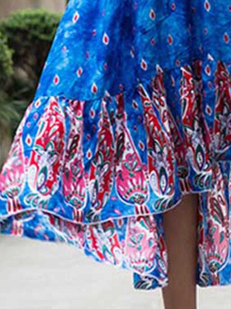 Bohemian Schulterfreies Knöchellanges Printkleid Für Damen