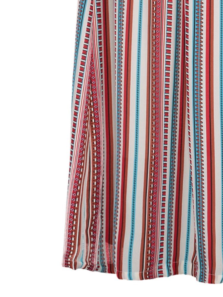 Color Block Stripe Backless Vacation Damen Maxikleid