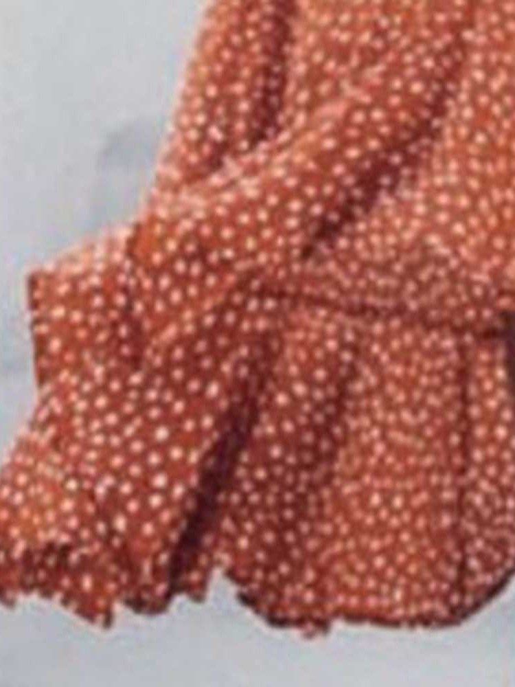 Damen Polka Dots Asymmetrisches Bodenlanges Ärmelloses Sommerkleid Mit V-ausschnitt