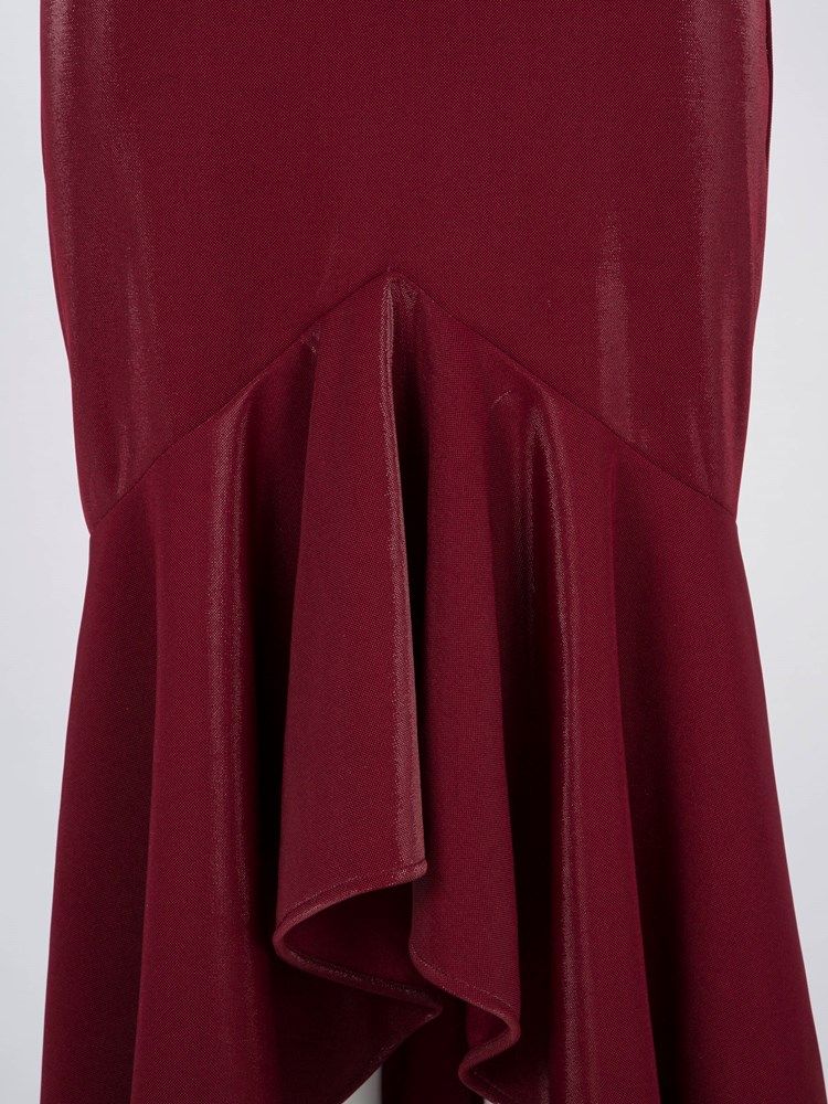 Damen Samt Slash Neck Rüschen Asymmetrisches Maxikleid