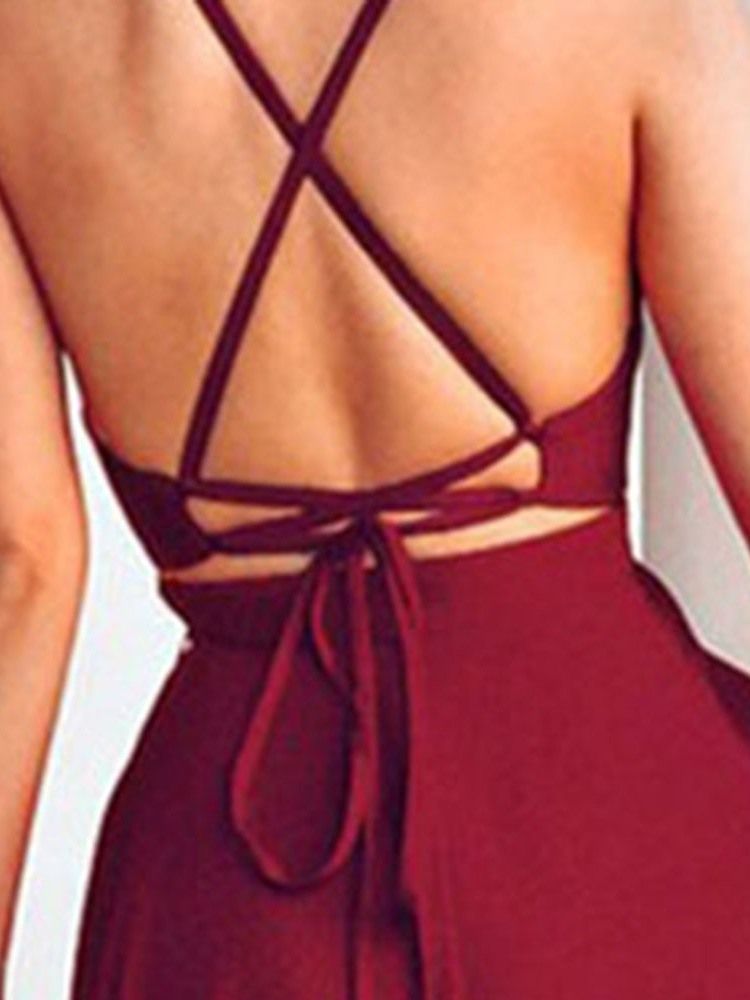 Damen Schwalbenschwanz Ärmelloses Asymmetrisches Bodenlanges Elegantes Spaghetti-trägerkleid