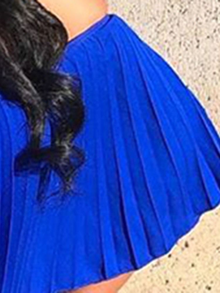 Schulterfreies Bodenlanges Plissiertes Blaues Kleid Für Damen