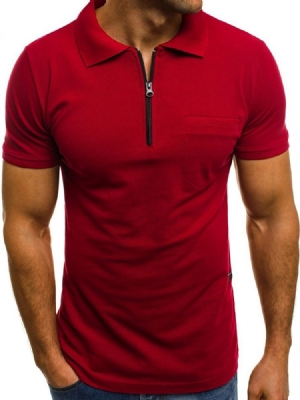 Casual Plain Polo Neck Mens Loose T-shirt