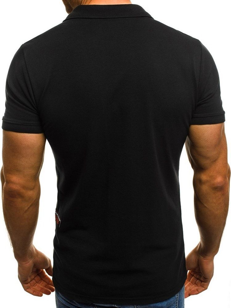 Casual Plain Polo Neck Mens Loose T-shirt