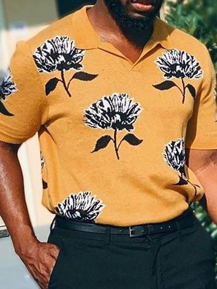 Lässiges Herren-poloshirt Mit Blumenmuster