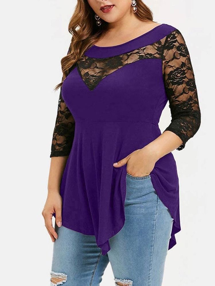 Mittellanges Dreiviertelärmeliges Damen-t-shirt Mit Blumenmuster